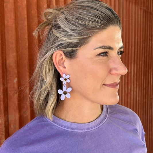 Double Daisy Dangles Blue