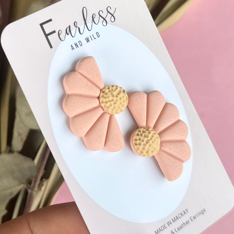 Peach Fuzz Statement Flower Stud
