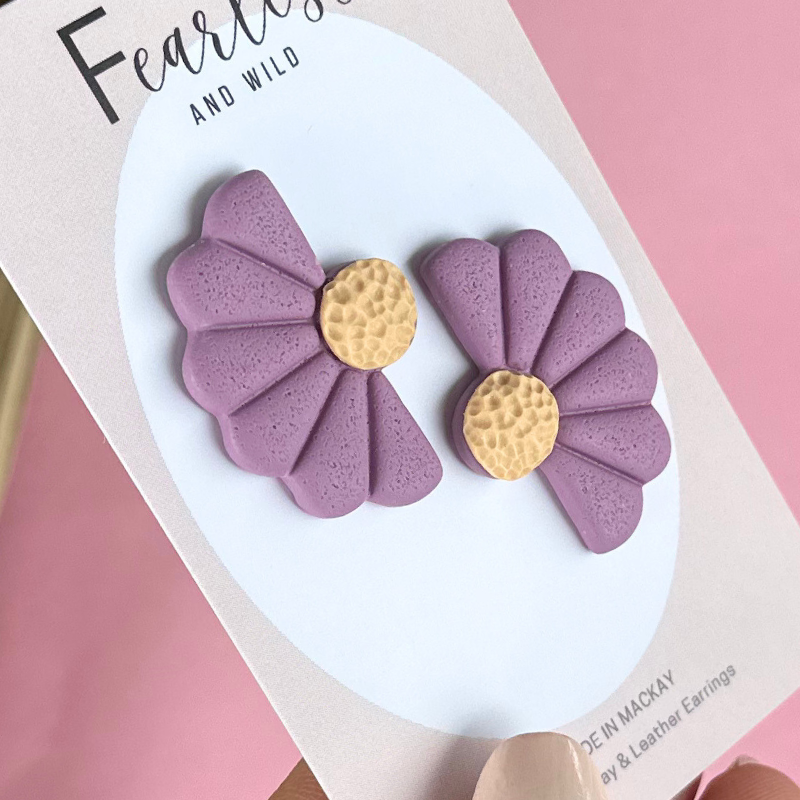 Purple Statement Flower Stud