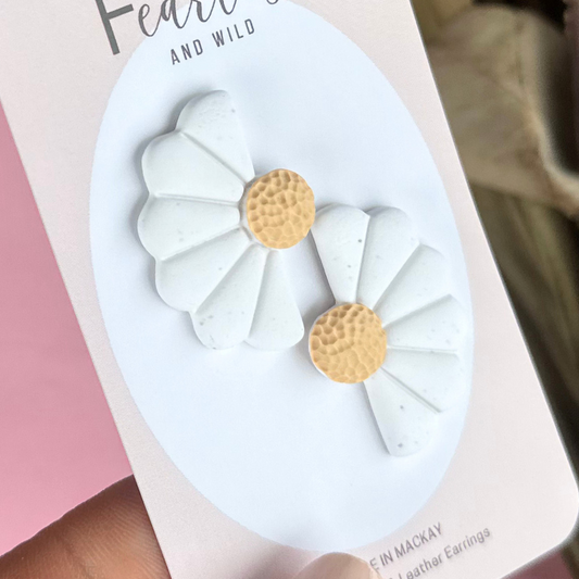 White Statement Flower Stud