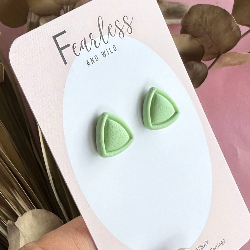 Soft Green Triangle Stud