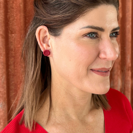 Red Posy Studs
