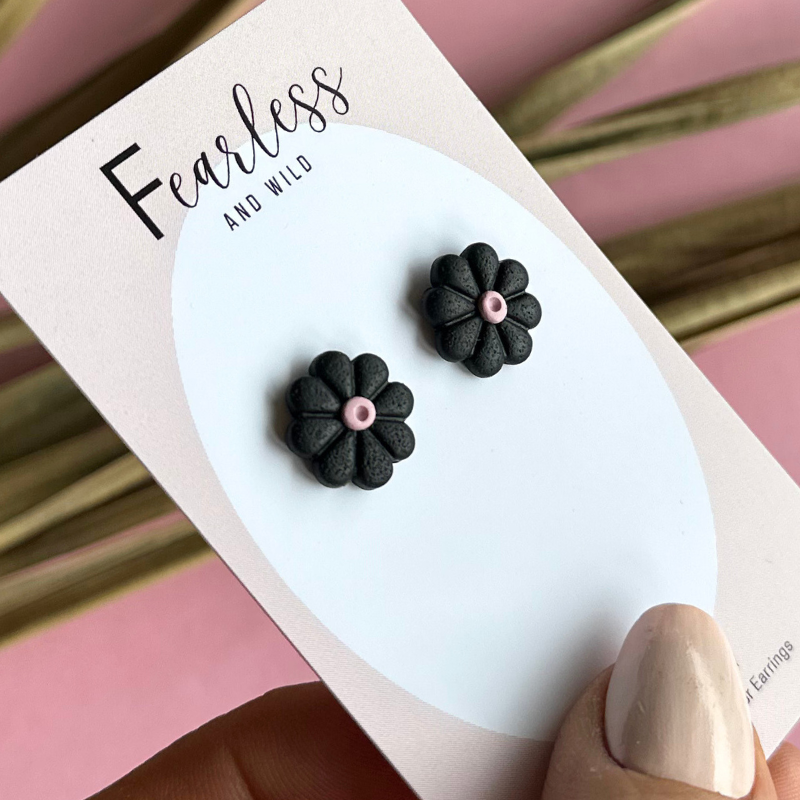 Black Daisy Studs