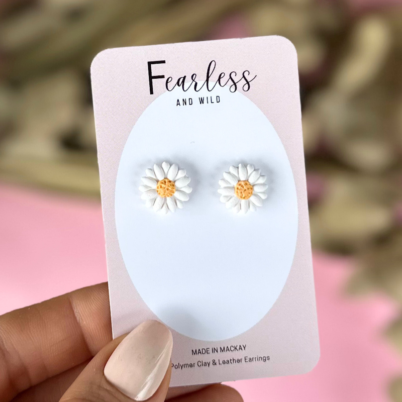 White Daisy Flower Studs