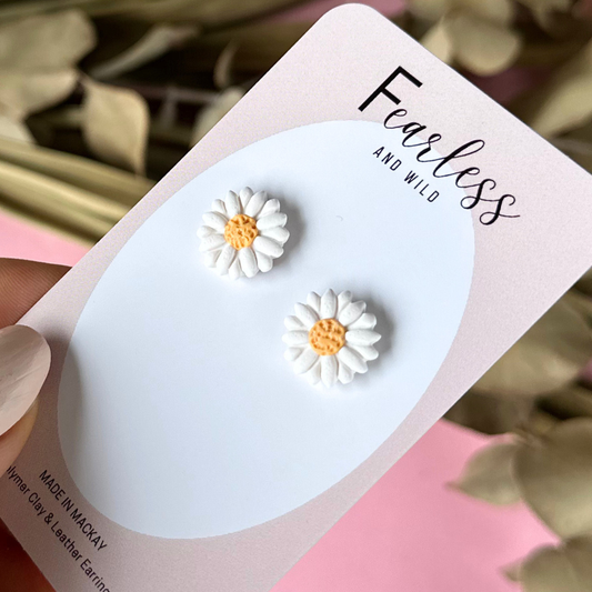 White Daisy Flower Studs