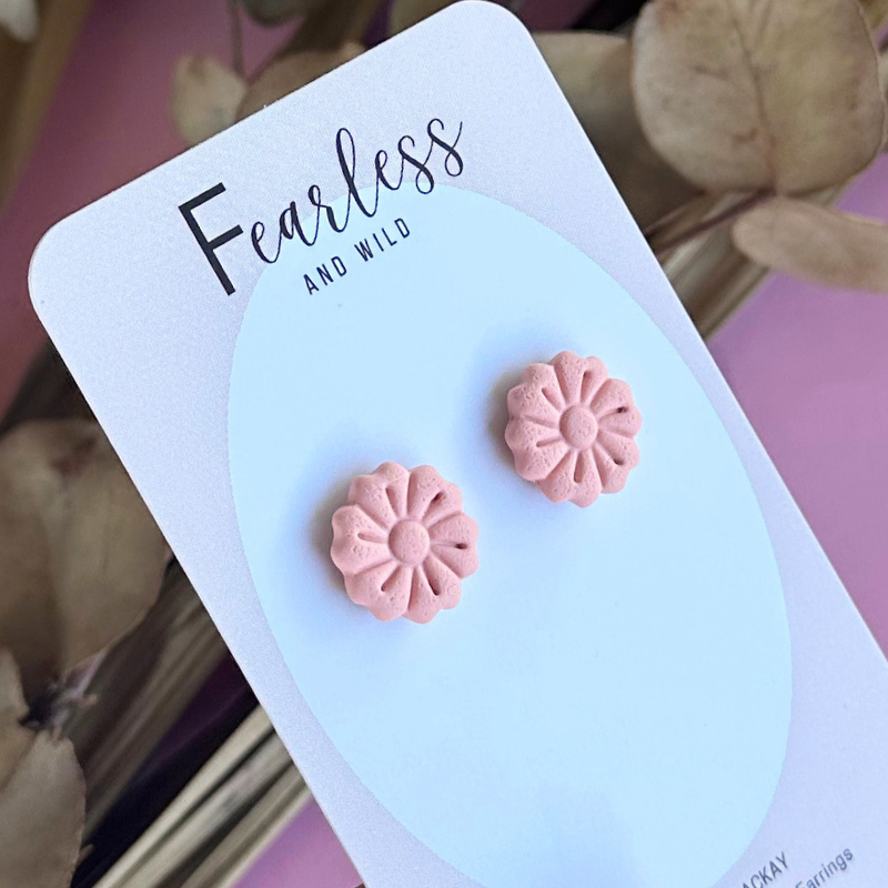Soft Apricot Flower Studs