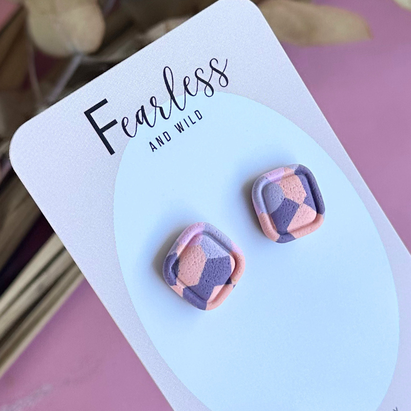Square Sugar Plum Stud