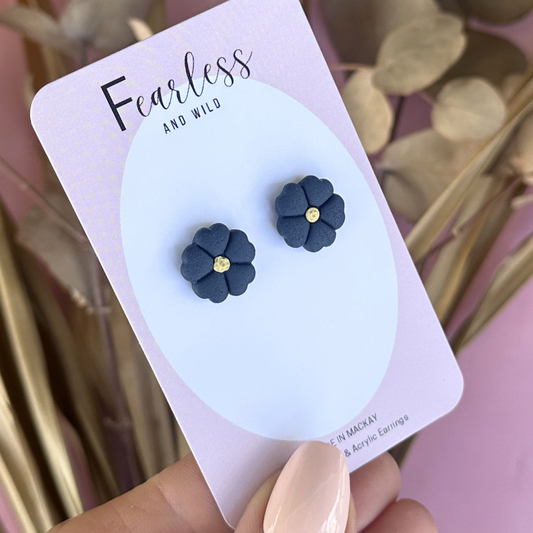 Navy Petal Studs
