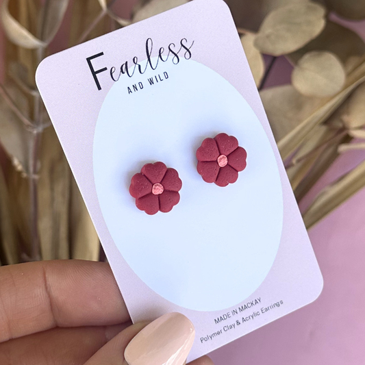 Red Petal Studs
