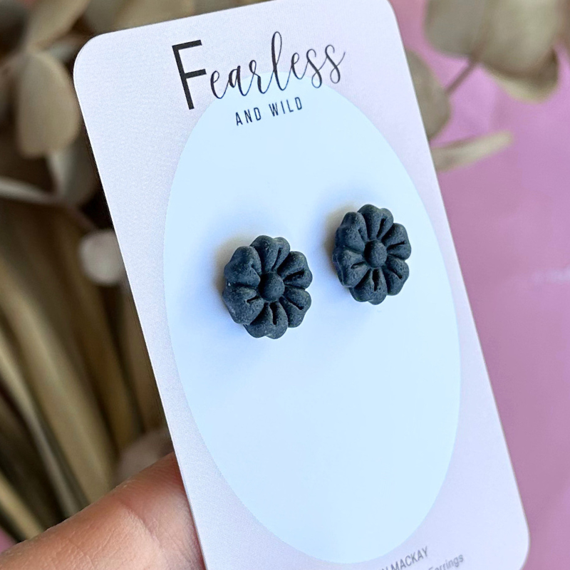 Navy Bloom Studs