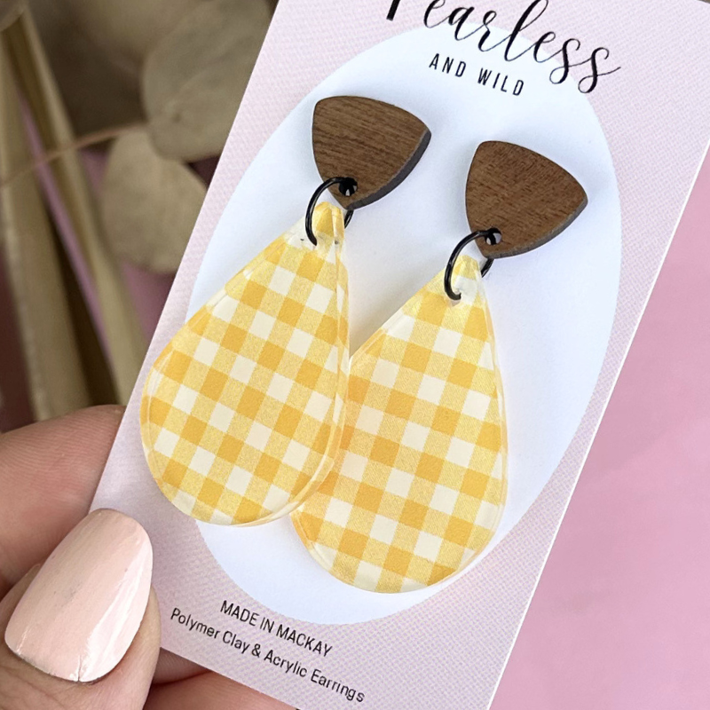 Tia Yellow Gingham Acrylic