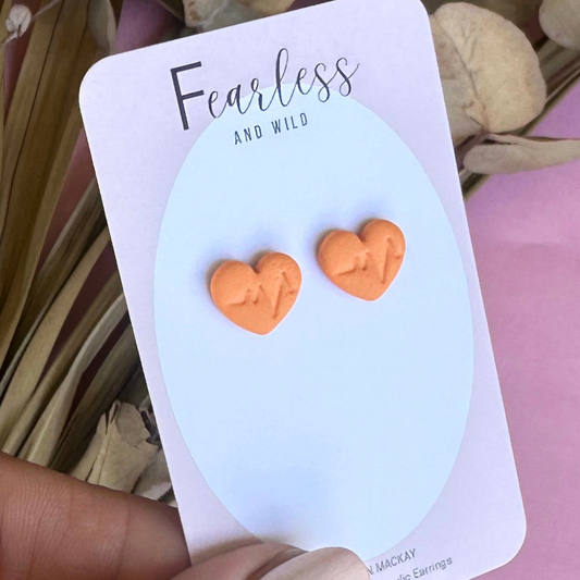 Orange Heart Beat Stud