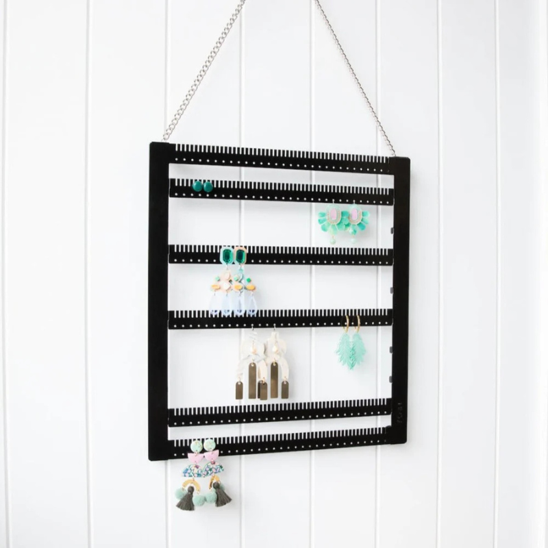 Hanging Adjustable Earring Holder - Luxe Black