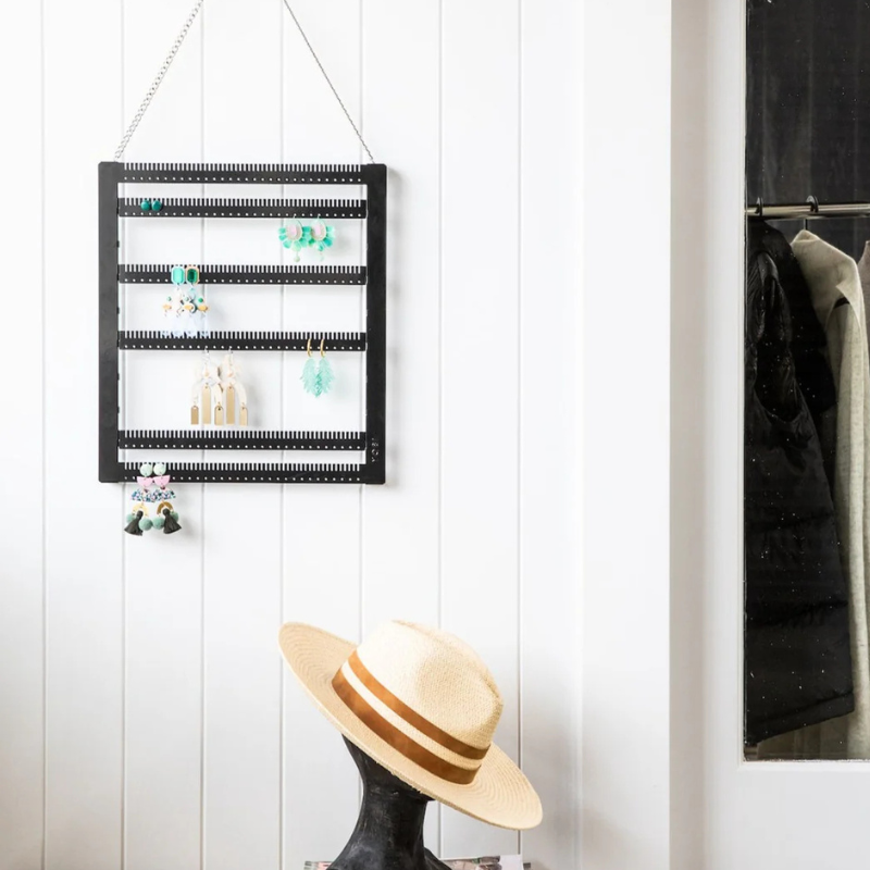 Hanging Adjustable Earring Holder - Luxe Black