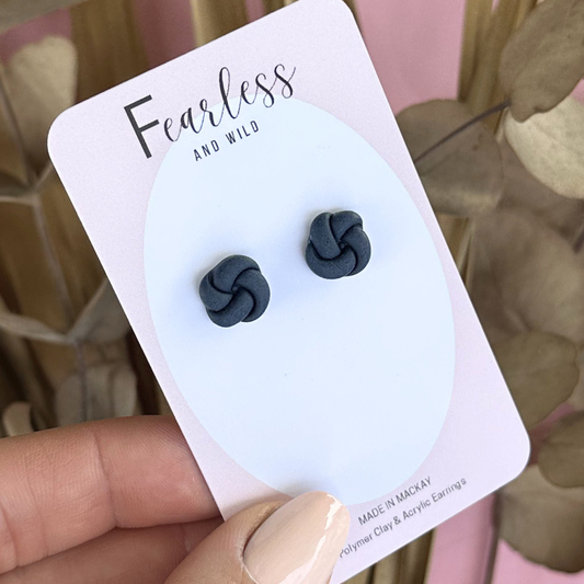 Navy Knot Stud