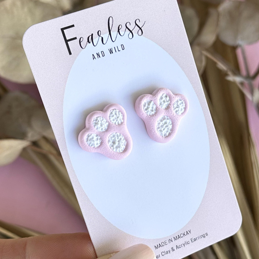 Pink Bunny Feet Studs