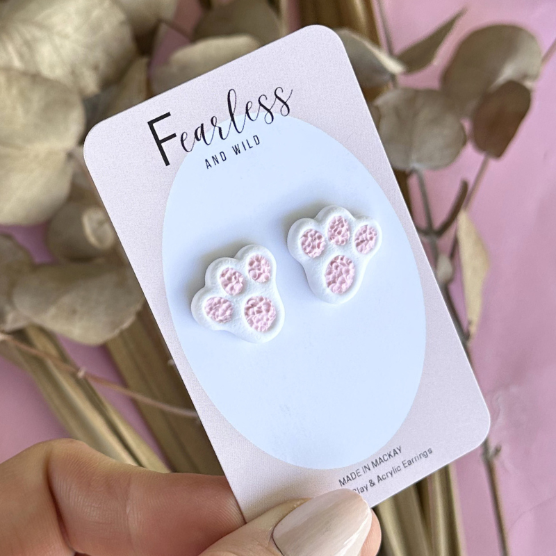 White Bunny Feet Studs