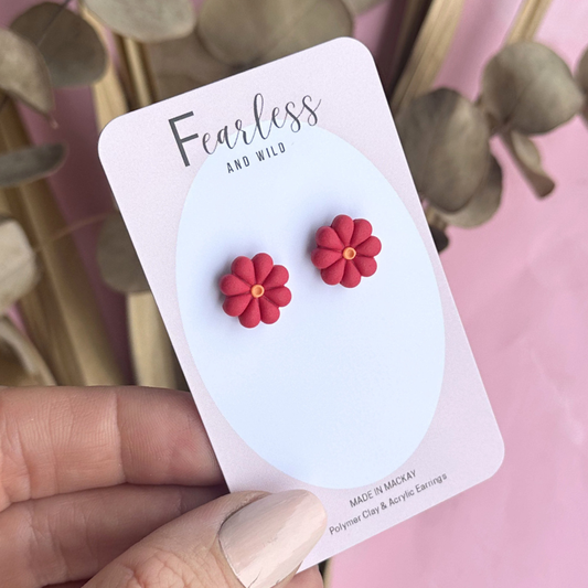 Raspberry Daisy Studs