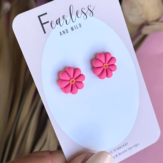 Pink Daisy Studs