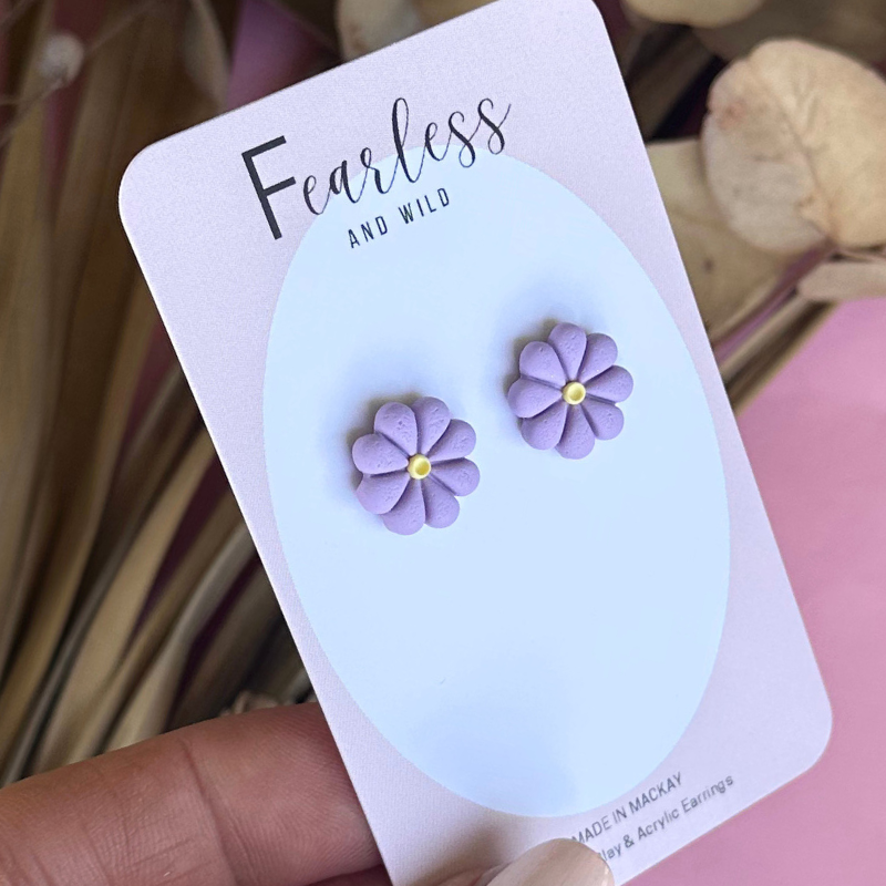 Lavender Daisy Studs