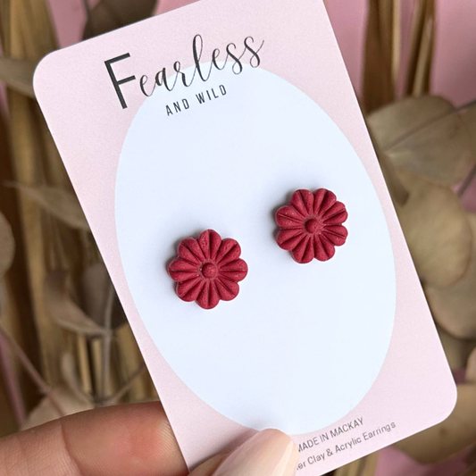Red Posy Studs