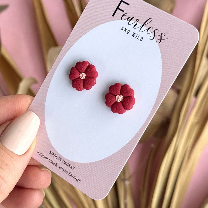 Red Petal Studs