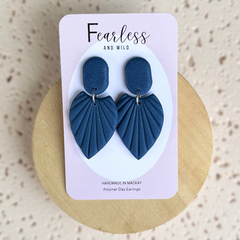Becky Navy Polymer Clay Earrings Online Navy Handmade Earrings Fearless And Wild