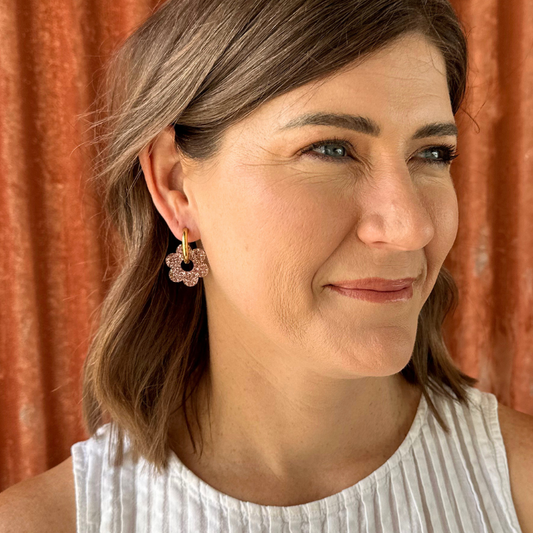 Rose Glitter Daisy Hoop Acrylic