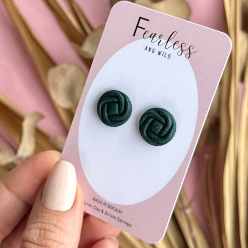 Round Stud Forest Green Knot