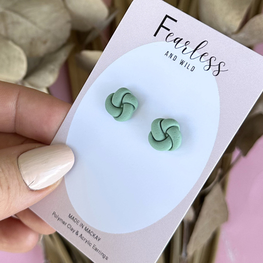 Moss Green Knot Stud