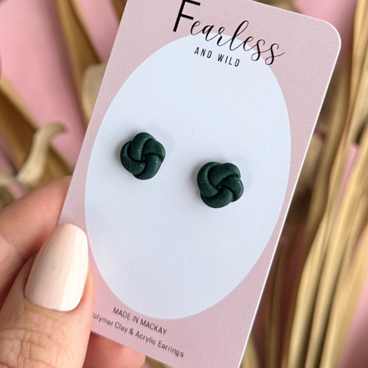 Forest Green Knot Stud