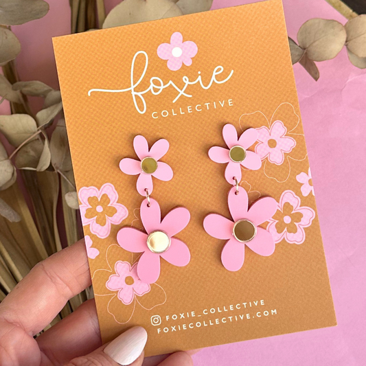 Double Daisy Dangles Pink