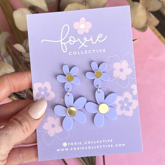 Double Daisy Dangles Blue