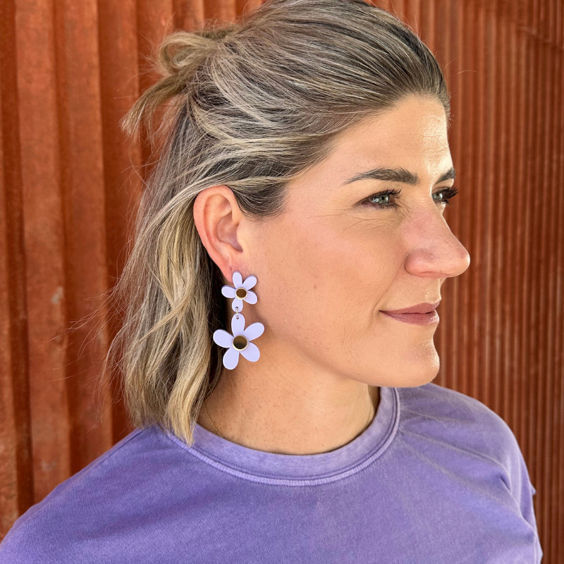 Double Daisy Dangles Blue