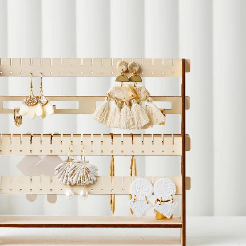 Adjustable Earring Stand Standing Timber Earring Holder