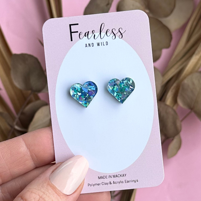 Blue Confetti Acrylic Studs