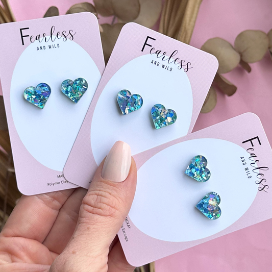 Blue Confetti Acrylic Studs
