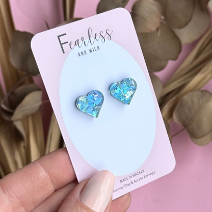 Blue Confetti Acrylic Studs