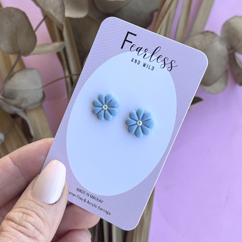 Sky Blue Daisy Studs