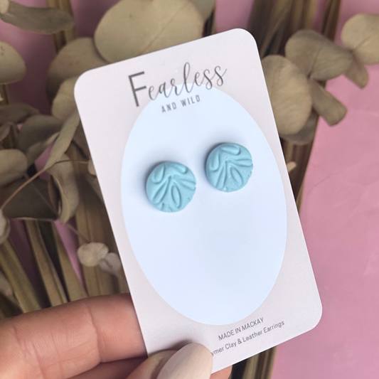 Round Powder Blue Stud Floral