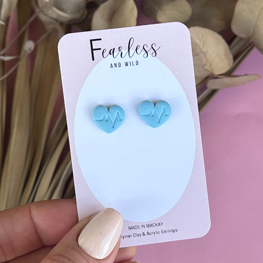 Blue Heart Beat Stud