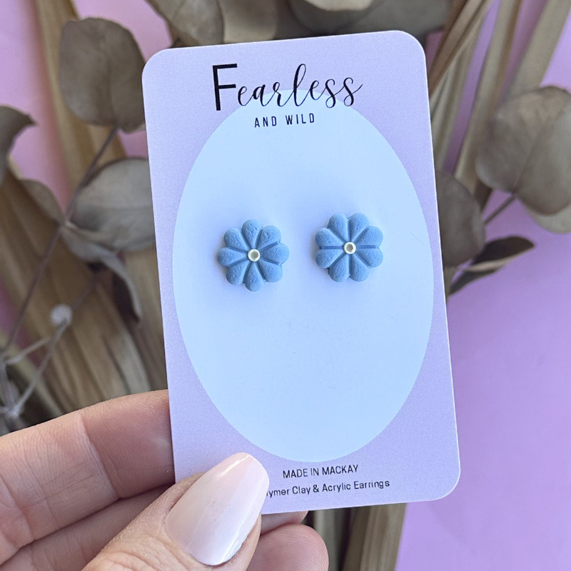 Sky Blue Daisy Studs