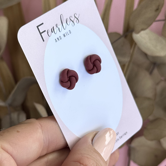 Burgundy Knot Stud