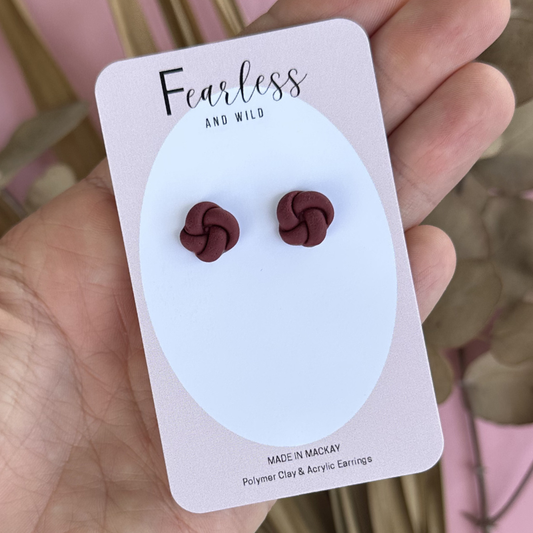 Burgundy Knot Stud