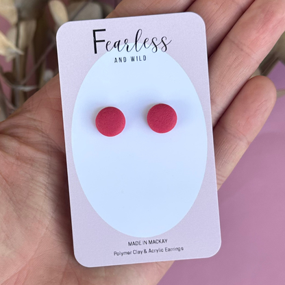 Deep Coral Mini Stud