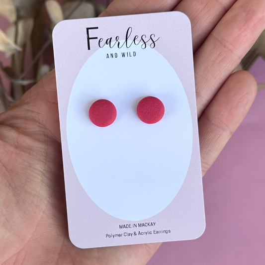 Deep Coral Mini Stud