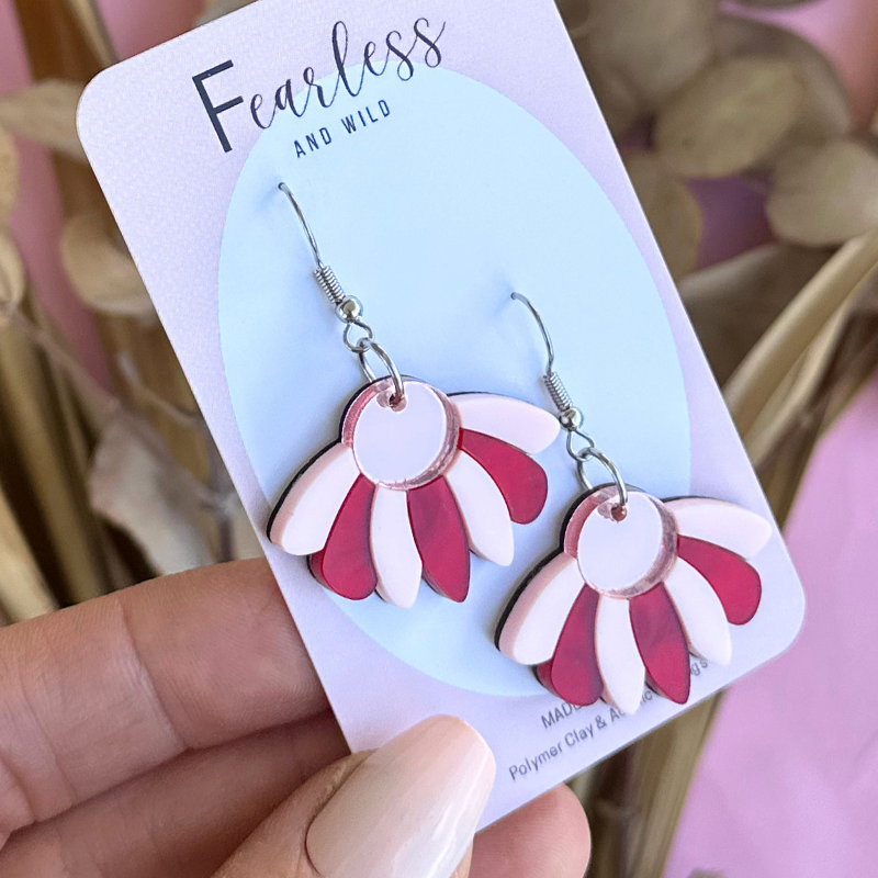 Daisy Pink Red Acrylic