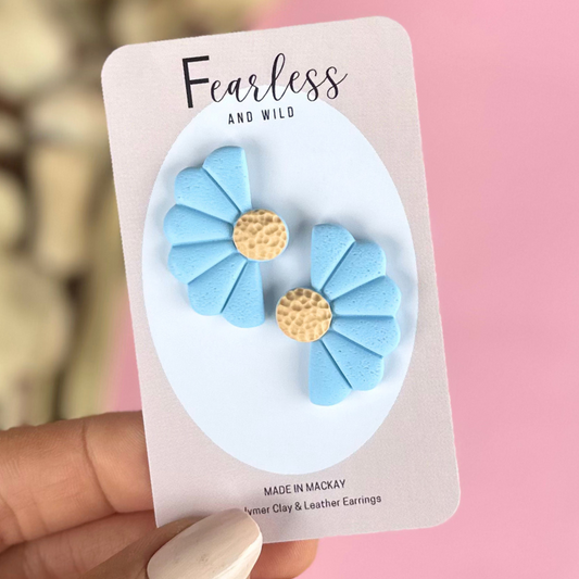 Soft Blue Statement Flower Stud
