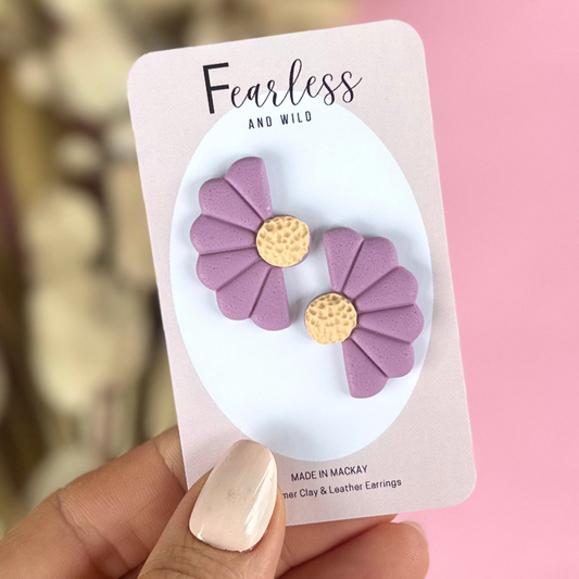 Purple Statement Flower Stud
