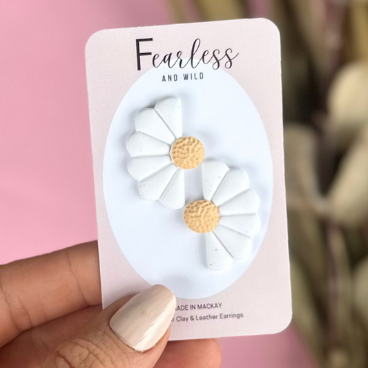 White Statement Flower Stud